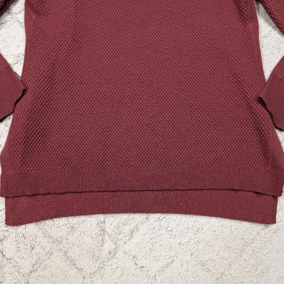 Athleta Sweater Womens L Red Burgundy Wool Thermal Honeycomb Waffle Knit - Picture 3 of 9
